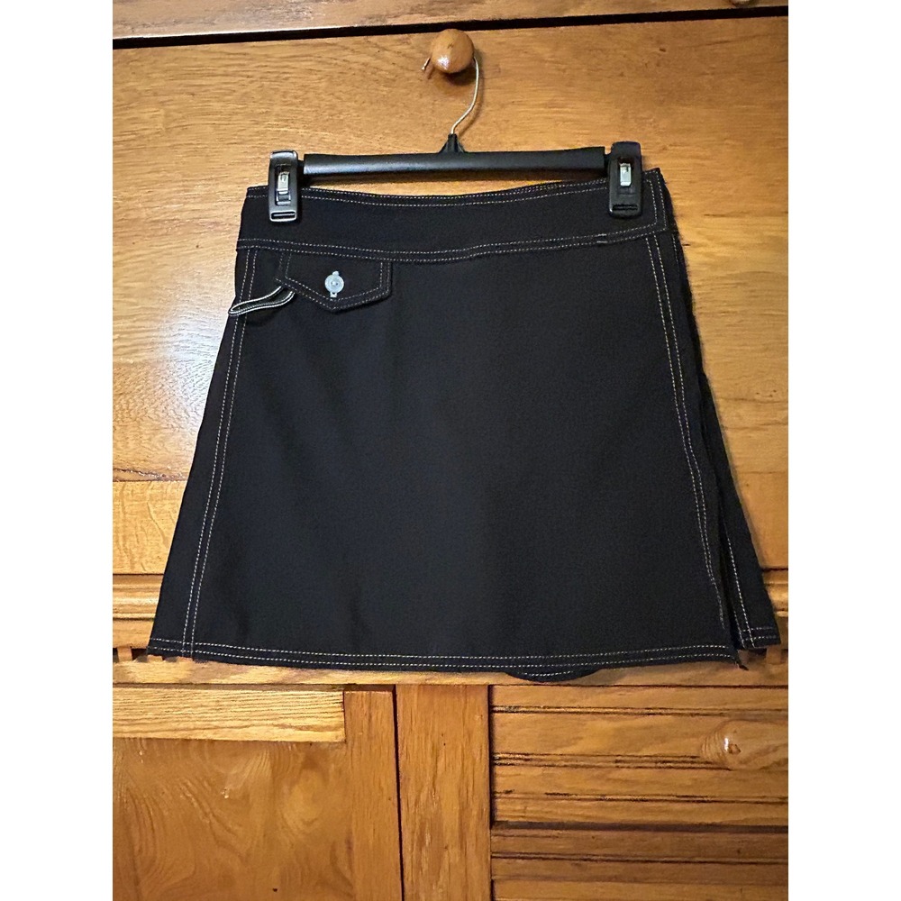 Birdwell Beach Britches Black SurfNyl Wrap Skirt Athleisure Surf Girl Beachy USA